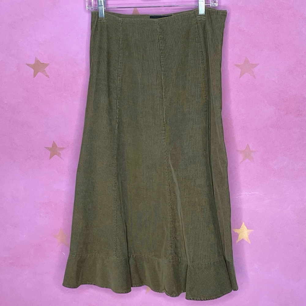 Mlle Gabrielle Courduroy Skirt Olive Green Midi Women’s Size Medium